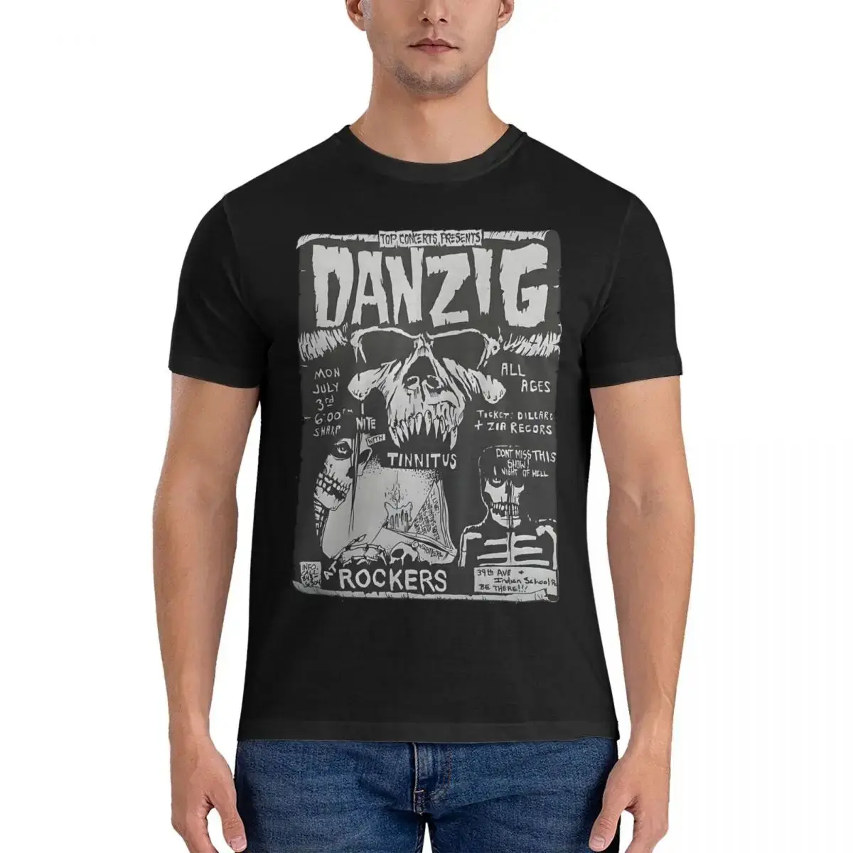 Danzig Misfits Samhain Men T Shirts Misfits Unique Tee Shirt Short Sleeve Round Neck T-Shirt Cotton 4XL  Clothing