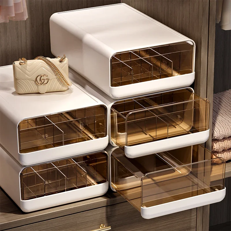 

Underwear storage box, drawer type household close-fitting clothing compartment wardrobe, three-in-one finishing box