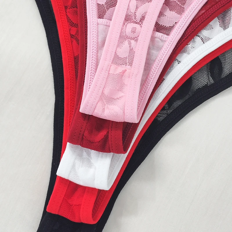 5 ks/balení sexy krajkové dámské tanga s nízkým pasem, elegantní květinové kalhotky, sexy spodní prádlo, pohodlné dámské tanga, nové spodní prádlo - náhled 6