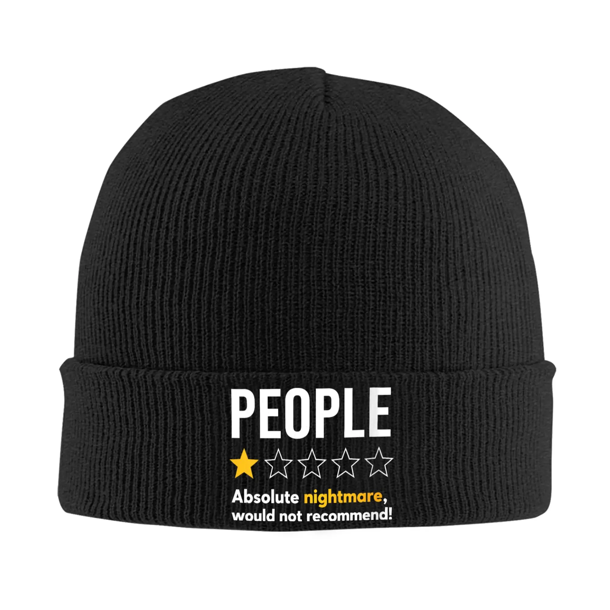 Funny People One Star Rating Knit Hat Beanie Autumn Winter Hat Warm Acrylic Street Absolute Nightmare Caps Men Women Birthday