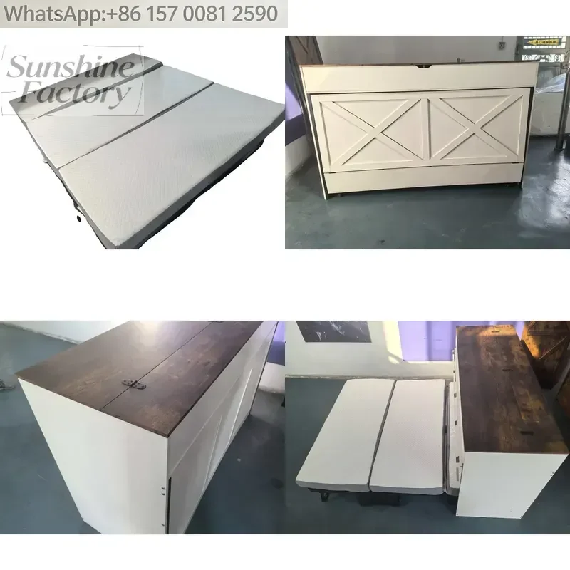 Modern Electric Hidden Folding Wall Bed Double-Layer Murphy with Remote Control Invisible Bookshelf Metal Frame