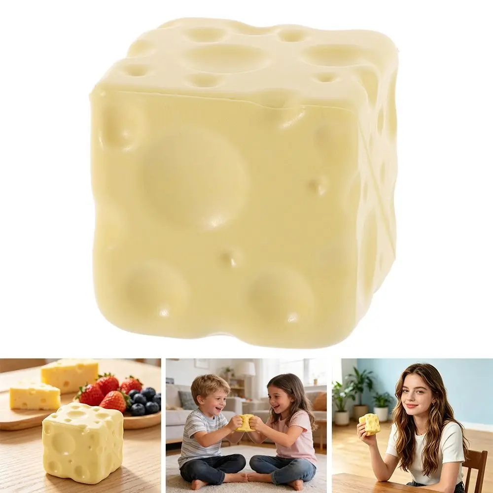 Shapeable Cheese Pinch Toy Non-Bounce Anti-Stress Cheese Cube Stress Ball Squishy Texture ASMR Sensory Stress Toy Stress Relief