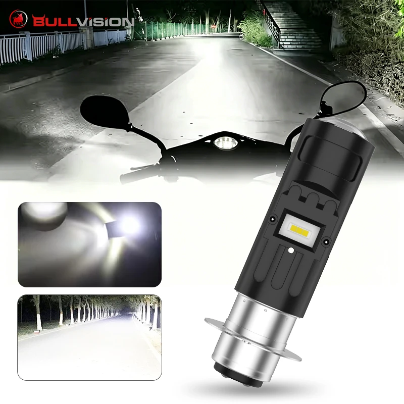 Bullvision 1x Headlights P15D Led 12V 30000LM CSP Lights For Motorcycle High/Low Beam Led Spotlight Strobe Led Fog Lamp