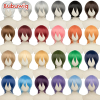 Bubuwig Synthetic Hair 30cm Short Straight Pure Color Cosplay Wigs Over 100 Colors Black White Red Blue Brown Wig Heat Resistant