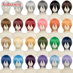Bubuwig Synthetic Hair 30cm Short Straight Pure Color Cosplay Wigs Over 100 Colors Black White Red Blue Brown Wig Heat Resistant