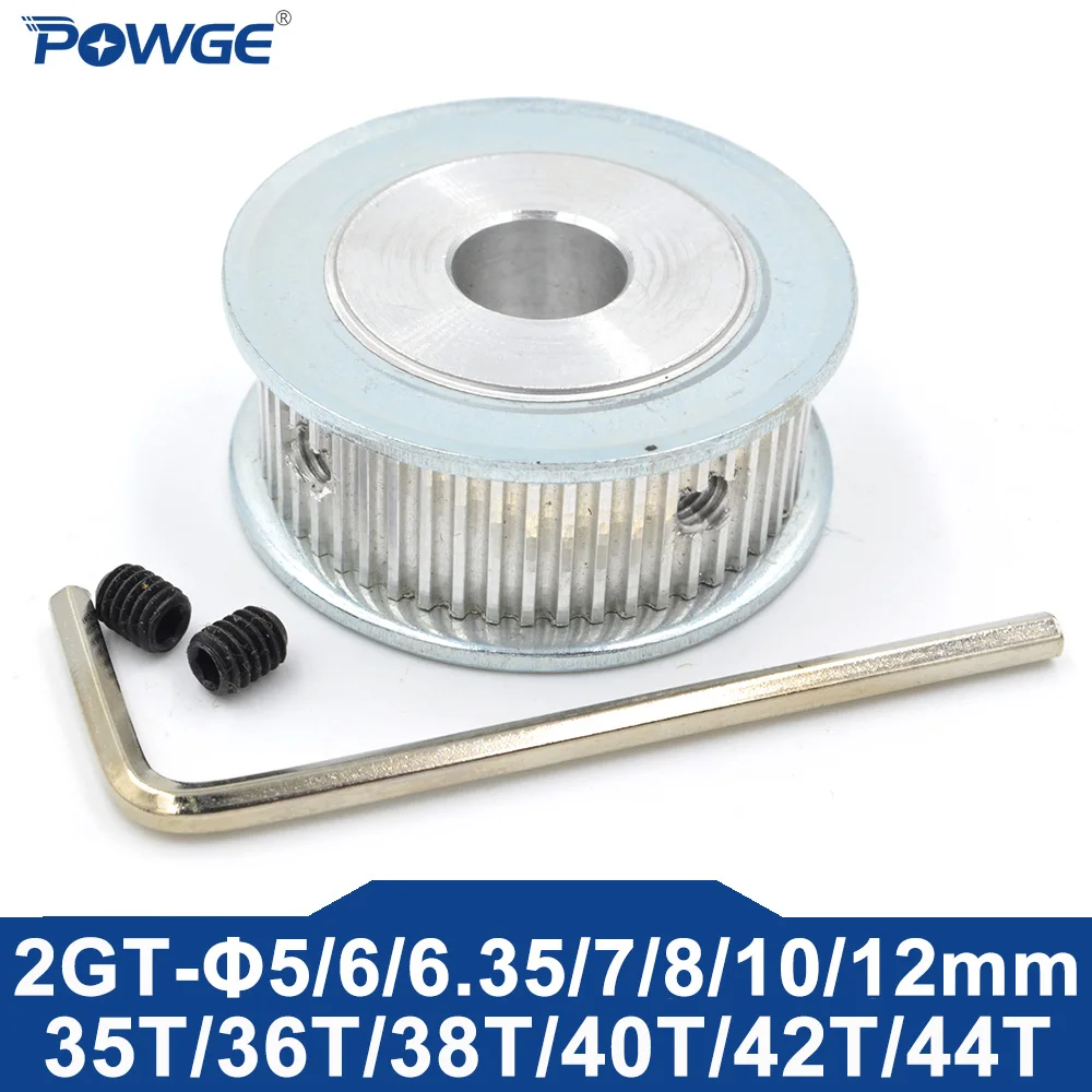 POWGE 35 36 38 40 42 44 teeth 2MGT 2GT Timing Pulley AF Bore 5/6/6.35/7/8/10mm for GT2 belt width 6/10mm 35T 36T 38T 40T 42T 44T