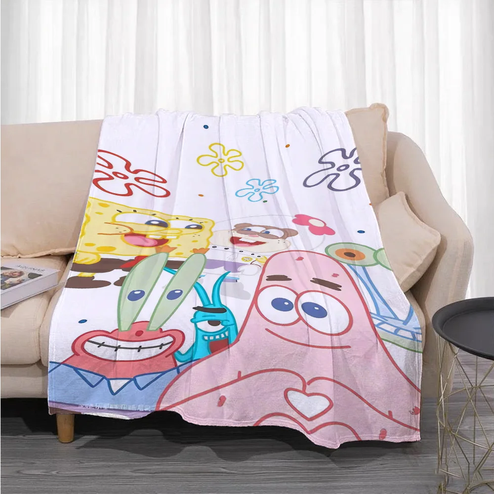 Kawaii S-سبونجبوب أريكة بطانية المفارش والمفروشات بطانيات سرير مزدوجة لفصل الشتاء التخييم الصيف المعزي عيد الميلاد أنيمي #2