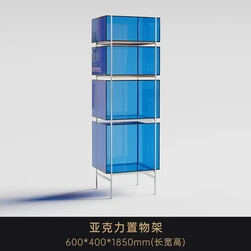 

Customized Minimalist Acrylic Shelf Stainless Steel Open Storage Bookcase Household Multi-Layer Floor Hand Office Display Shelf