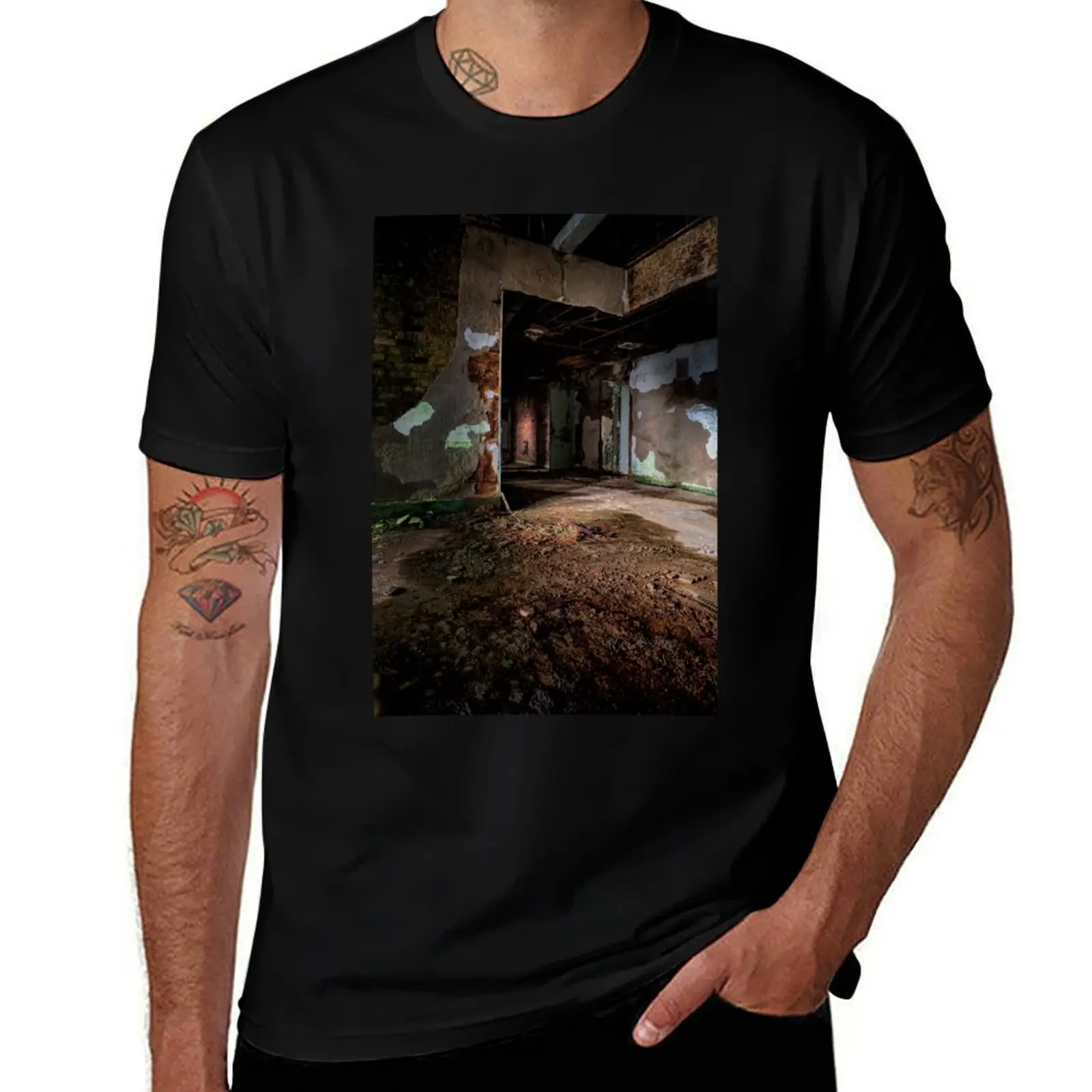 

Into the hallway at Trans Allegheny Lunatic Asylum T-Shirt man t shirt summer t shirts for man graphic tees T-Shirt