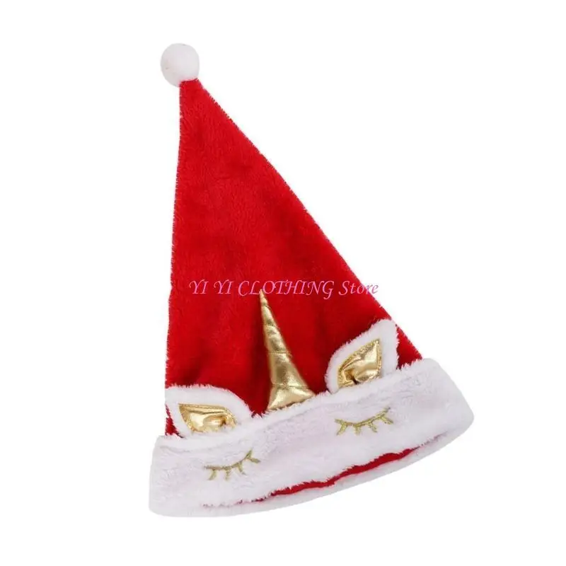 N5KF Festives Unicorns Christmas Hat Adjustable Novelty Hat Cheerful Holiday Headwear