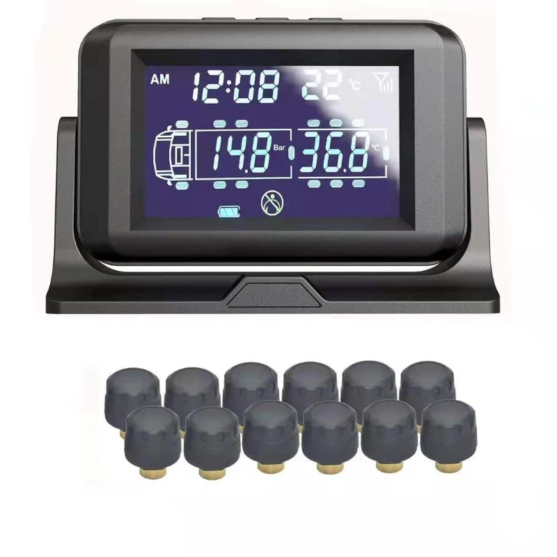 wireless tire pressure monitor for truck Solar Power 2-24 tire Sensors Temperature and Pressure Ala