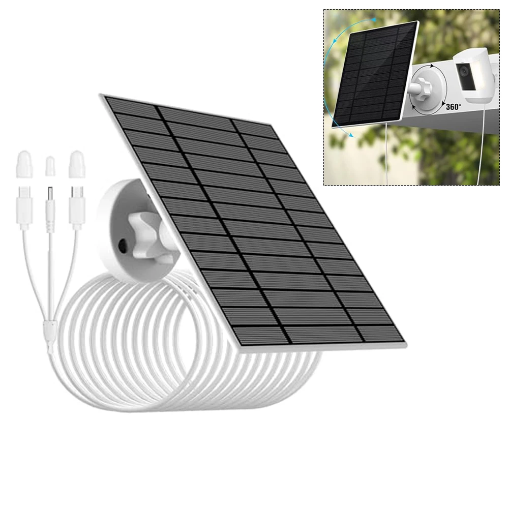 9W 5V Solar Panel With 4M 3 In1 Charging Cable IP66 For Low Power Battery Camera Solar Power Part Accessories Home Improvement