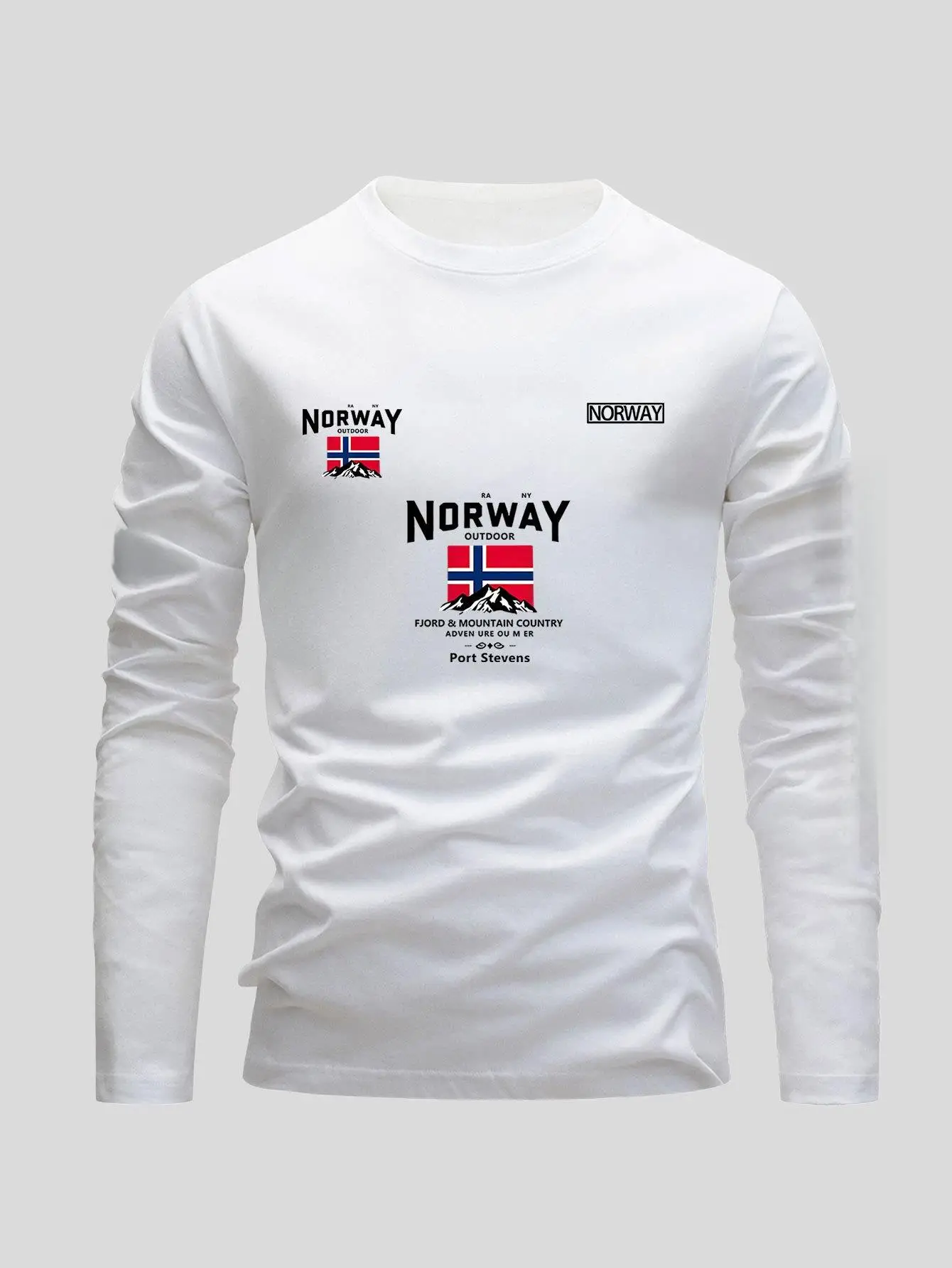 تي شيرت رجالي بأكمام طويلة بعلم نرويجي وفايكنغ - سفينة فايكنغ نورديك وروون الطوطم مطبوعة ملابس الشارع الشهير ملابس رجالية #3