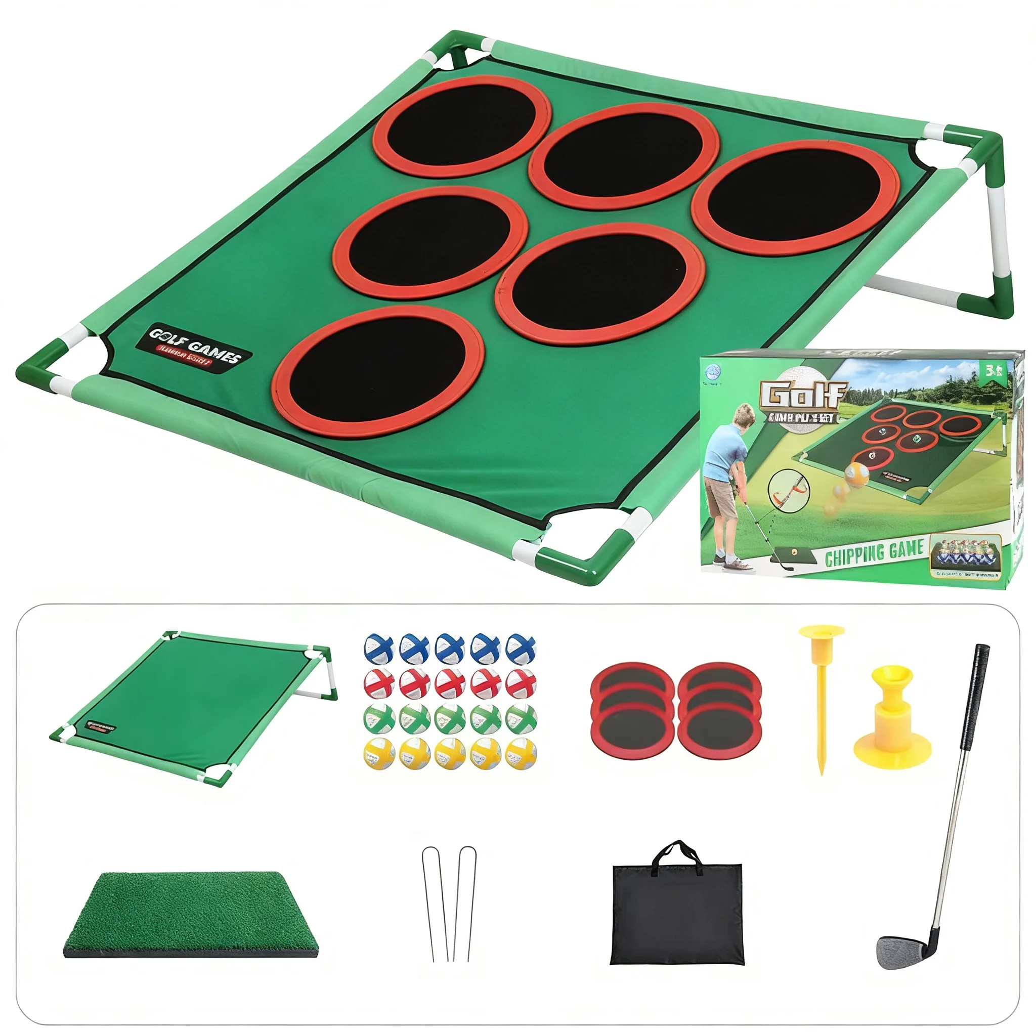 Golf-Swing-Trainer, robuste ABS-Konstruktion, EVA-Schaum-Zielkreise, Familienspiel, Golfspiel für Kinder
