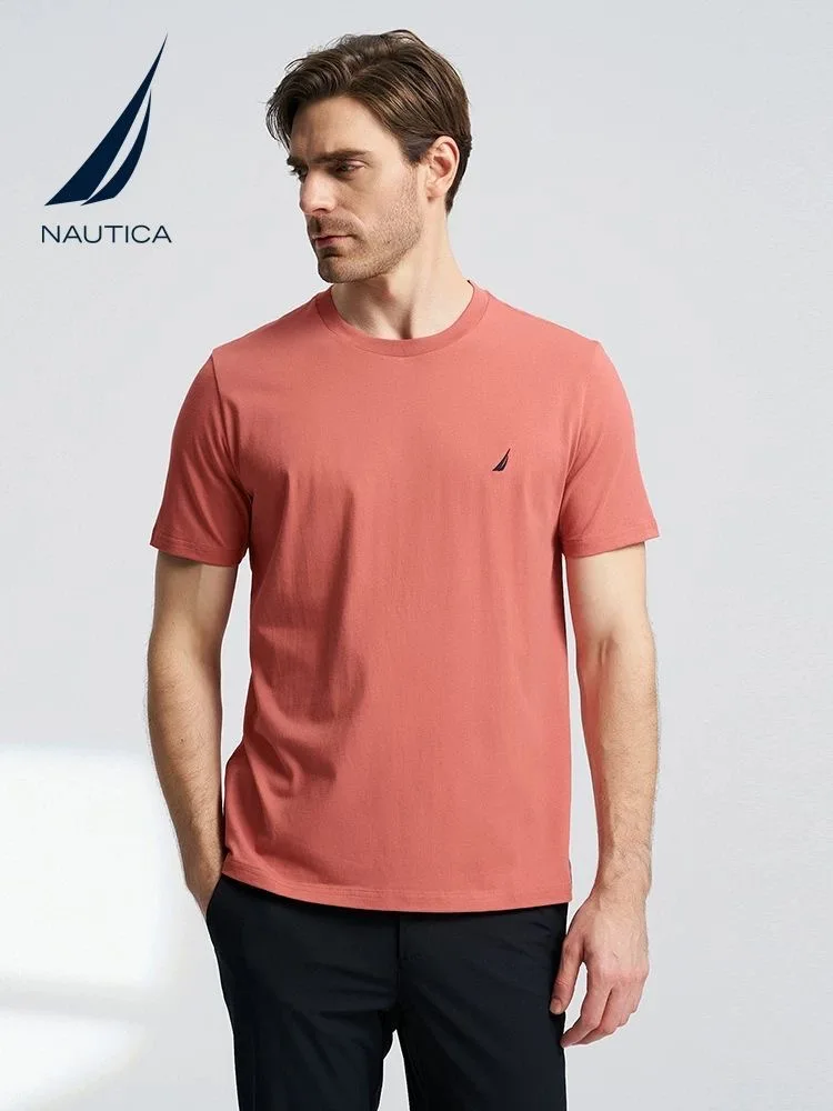 NAUTICA Men's 2026 New Summer Soft Skin friendly Short Sleeve Round Neck Outdoor Cycling Motorcycle Shirt T-shirt
