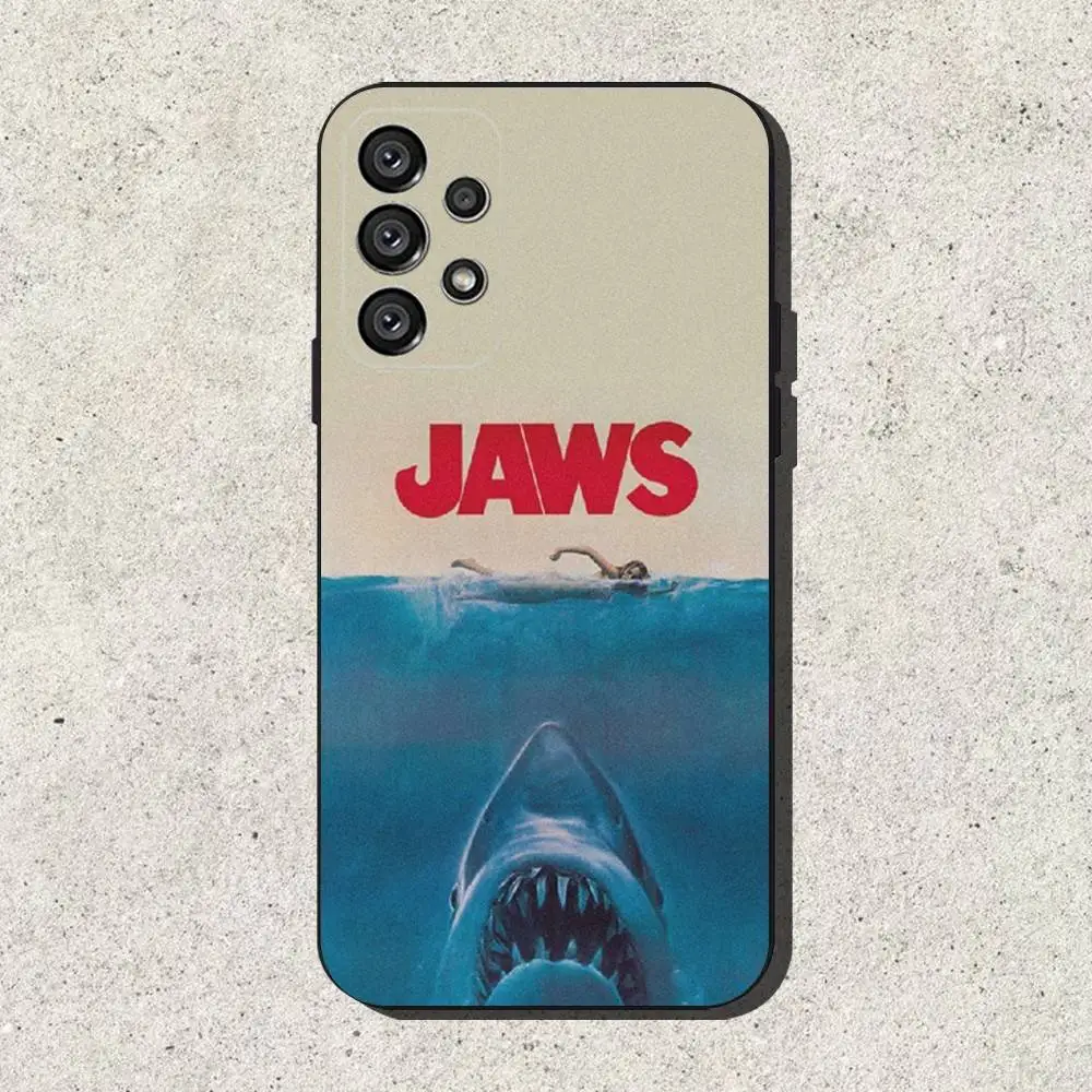 Capa de telefone Jaw Movie para Samsung S25, S24, S21, S22, S23, S30, Ultra, S20, Plus, Fe, Lite, Note, 10,9,5G Capa preta