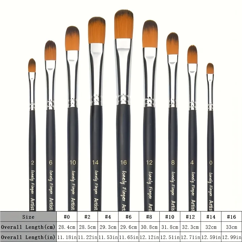 9pcs Artist Filbert Paint Brushes Set, Professional Filbert Brushes Long Handle for Acrylic Oil Watercolor Gouache Painting Kits