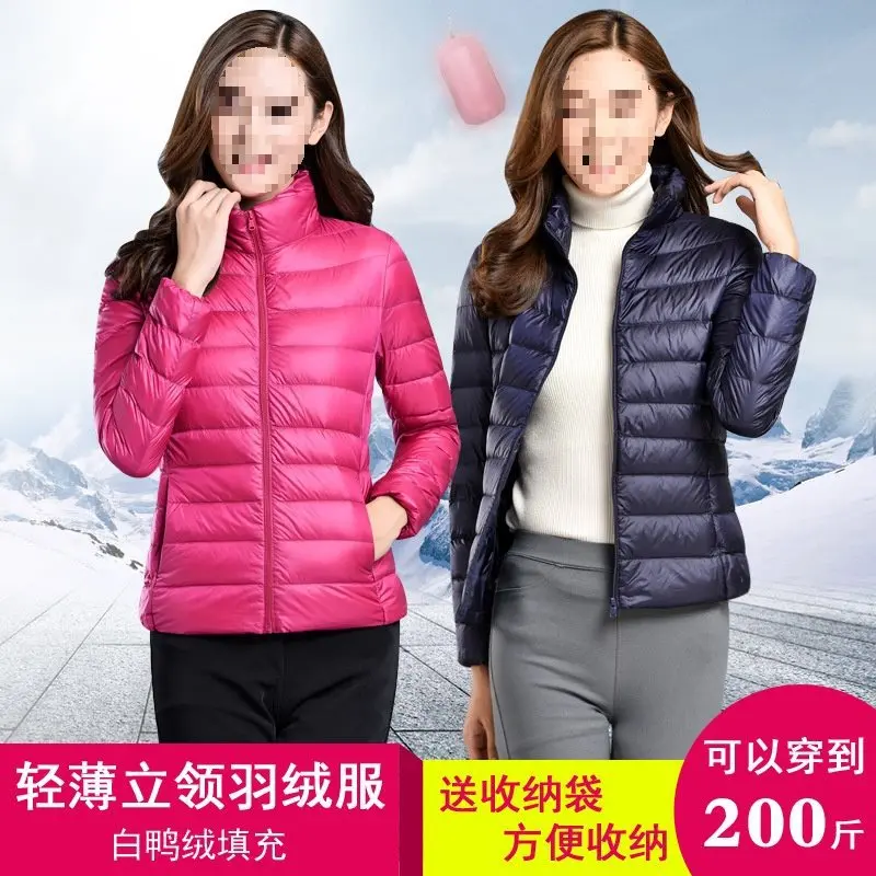 

Women's Lightweight Down Jacket, Korean Style, Stand Collar, Short, Plus Size, White Duck Down, Wholesale TrendK-8711