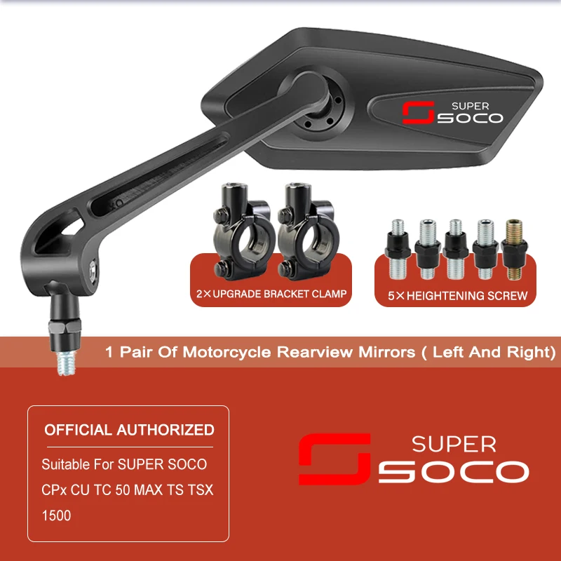 Adjustable Rotating Rearview Mirror For SUPER SOCO CPx CU TC 50 MAX TS TSX 1500  SUPERSOCO  Motorcycle Side Rear view Mirrors