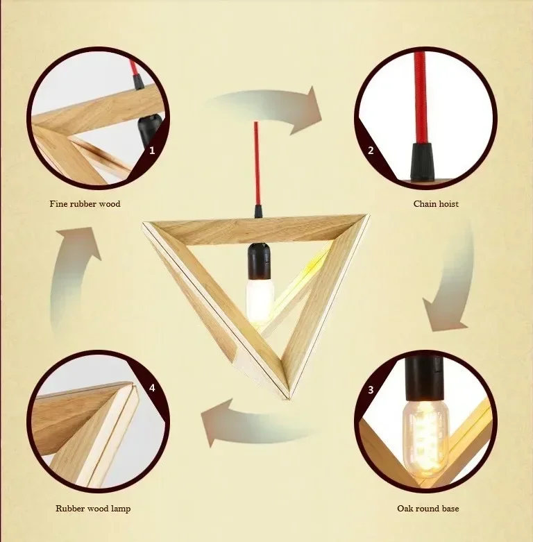 TechHPPendant Lights Wood Lamp Loft Vintage Lamp Restaurant Bedroom Diningroom Pendant Lamp Without