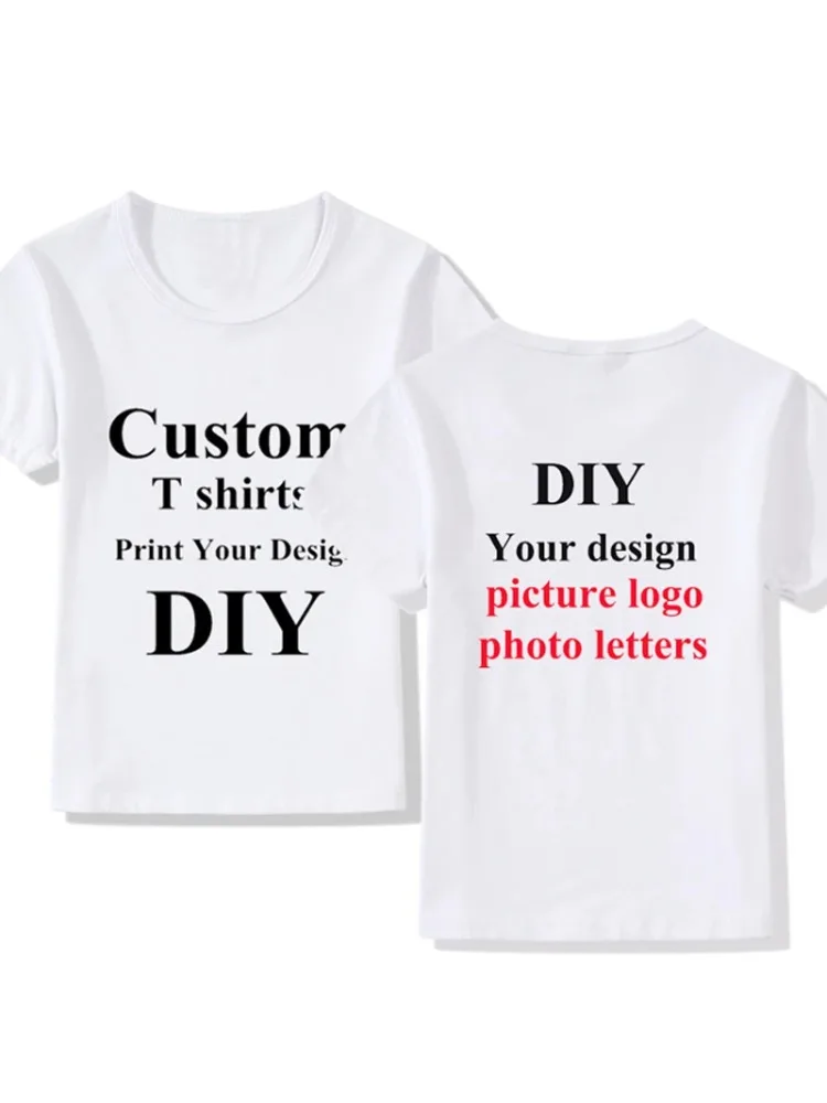 T-shirts pour enfants personnalisés bricolage imprimer votre conception garçons/filles bricolage T-shirts hauts, avant et arrière bricolage impression contactez le vendeur avant