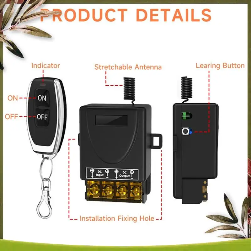 New-Wireless Remote Control Switch 433Mhz DC8-80V 30A RF Relay Receiver For Motorcycles Appliances Irrigation Systems