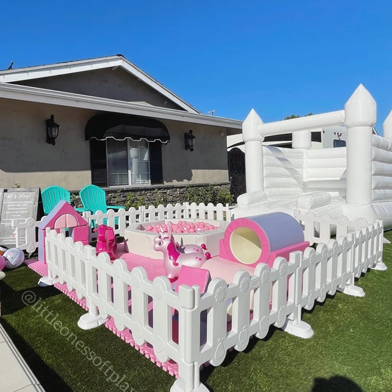 Hüpfburg Kommerzieller aufblasbarer Hüpfburg Weißes Hüpfhaus mit Rutsche