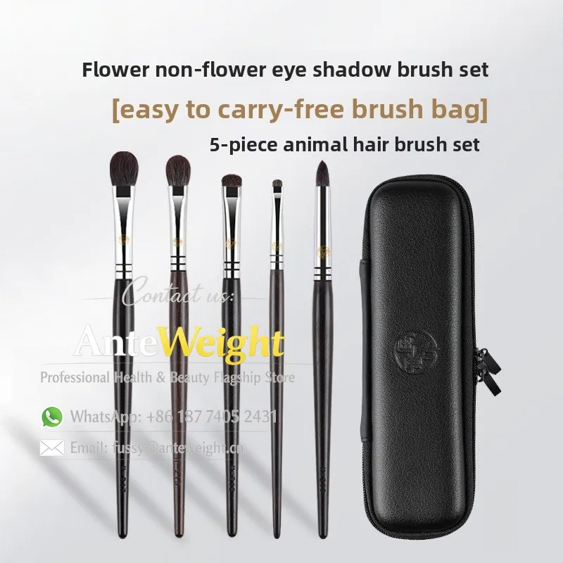 

Animal Hair Eye Brush Set, Flat & Blending Brushes for Eyeshadow | Professional Detail Tool for Eye Makeup