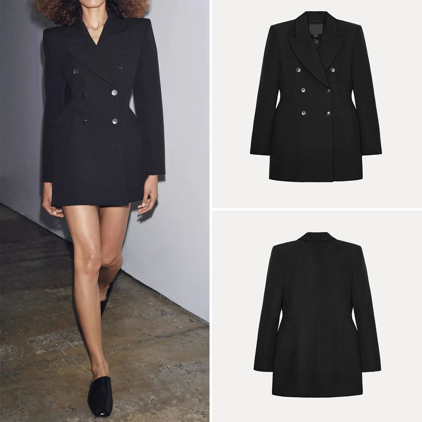 

Ele Double-Breasted Suit Jaet Dr Z Women's Faion 2025 New Sle Long Sve Plain Collar Chinese Production