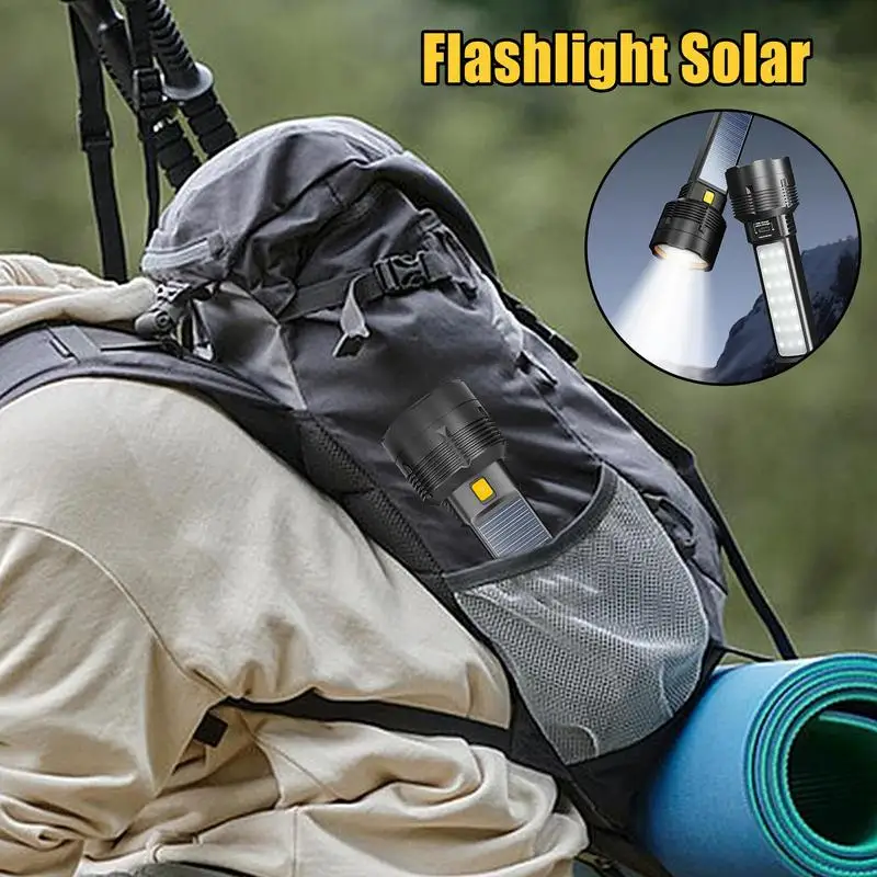 

Camping Flashlights High Lumens Solar Powered Flashing Warning Lights Long-Range Lantern Waterproof Flash Lights Super Bright