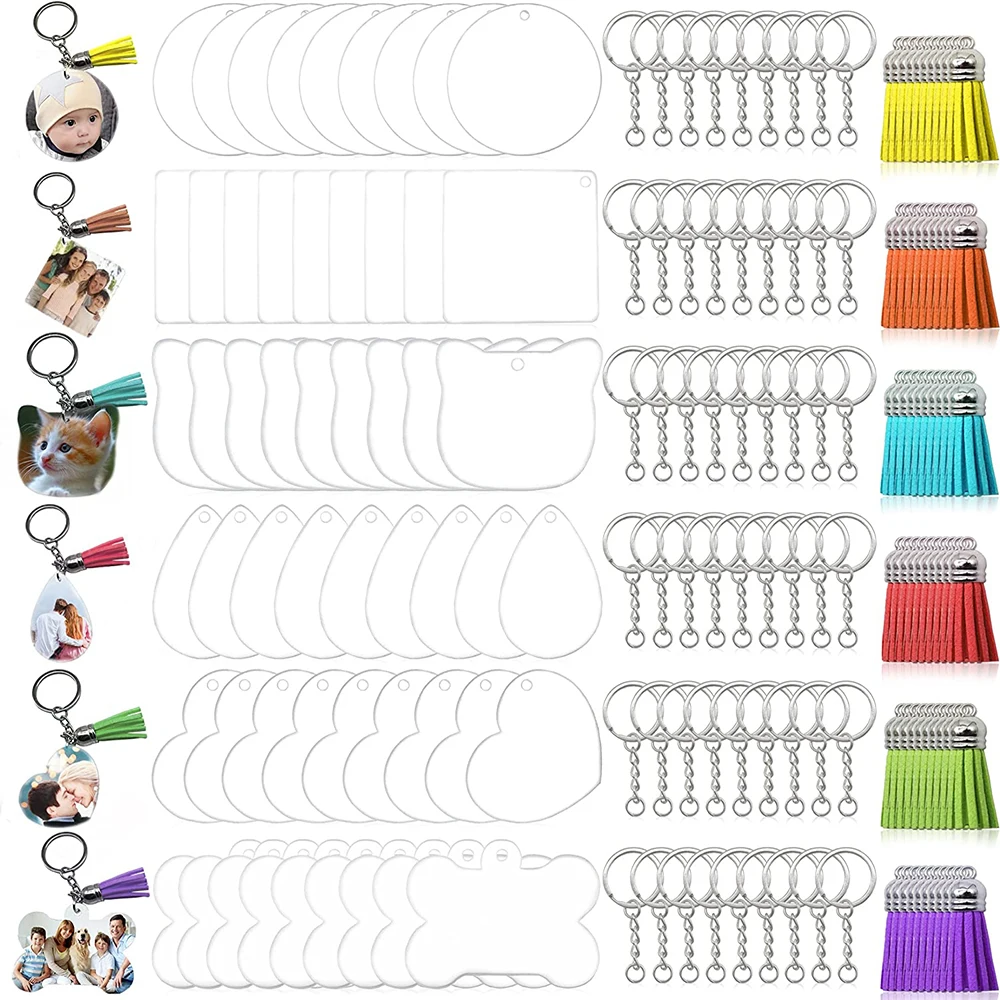 

240 шт., акриловые заготовки для брелоков с кольцом для ключей