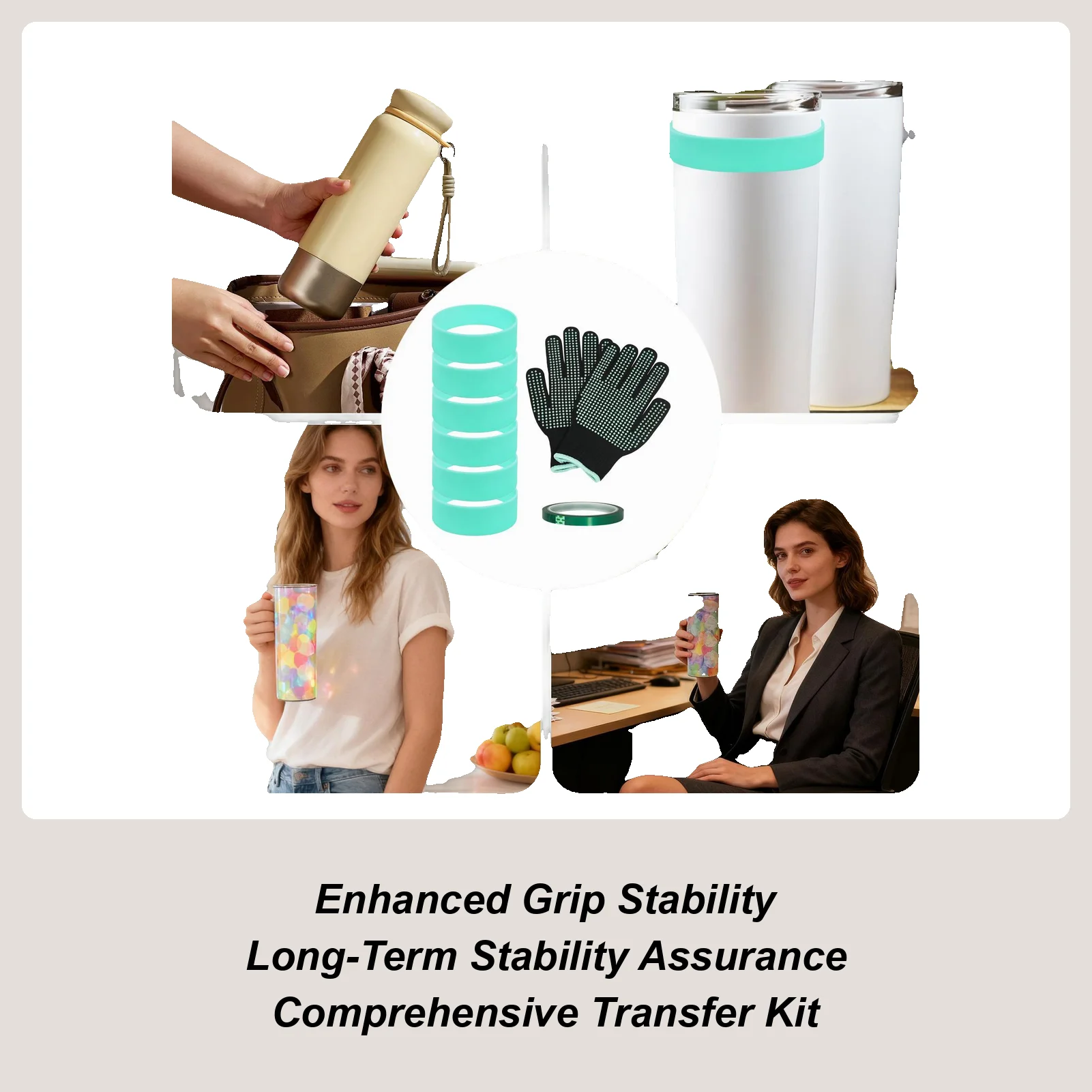 العصابات سيليكون للتسامي بهلوان مرونة تقليل شبح 6 قطع مقاومة للحرارة التفاف الدائري للسفر زجاجة ماء الفن #1