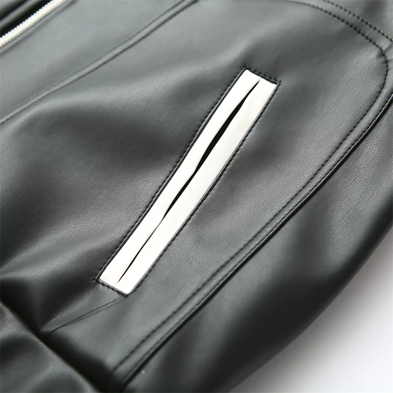 KEANKETIAN 2025 Autunno Nuovo Y2K Arco Ricamato Giacca in ecopelle Cerniera da donna Doppie tasche Giacca allentata Moda Tuta sportiva