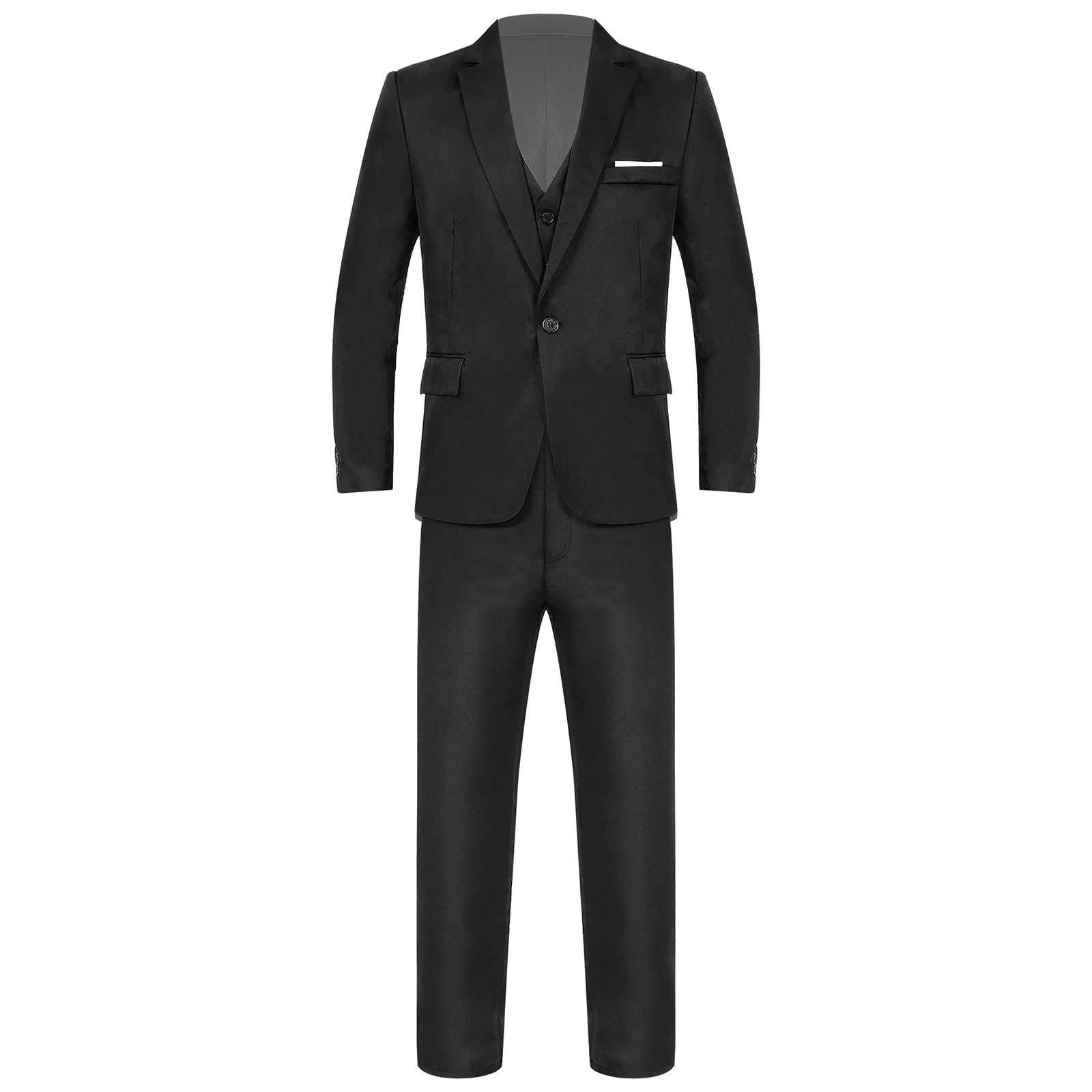 Men Formal Uniform Gentleman Suit Long Sleeve One-button Blazer with Vest Pants Office Meetings Business Wedding Party Costume