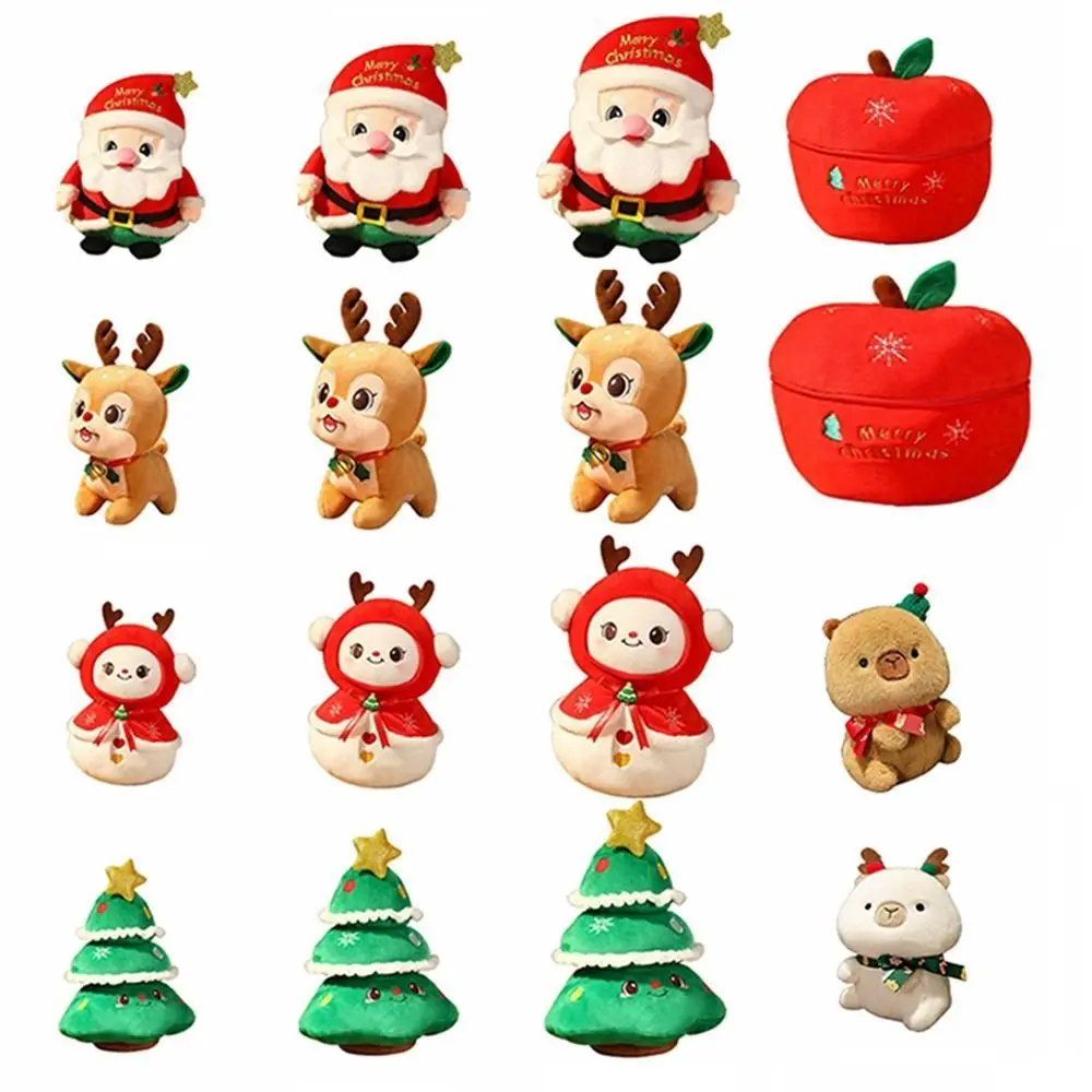 Decoración navideña, juguetes de peluche navideños, muñeco de capibara bonito y bonito, muñeco de nieve de fruta de la paz, animales de peluche 3D, juguete de alce