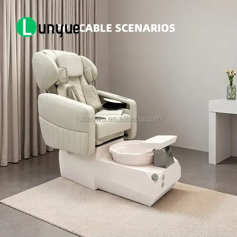 Professional Deluxe Nail Pedicure Chair with Electric Swirl Foot Bath Adjustable PU Lounge Chair for Manicure Spa