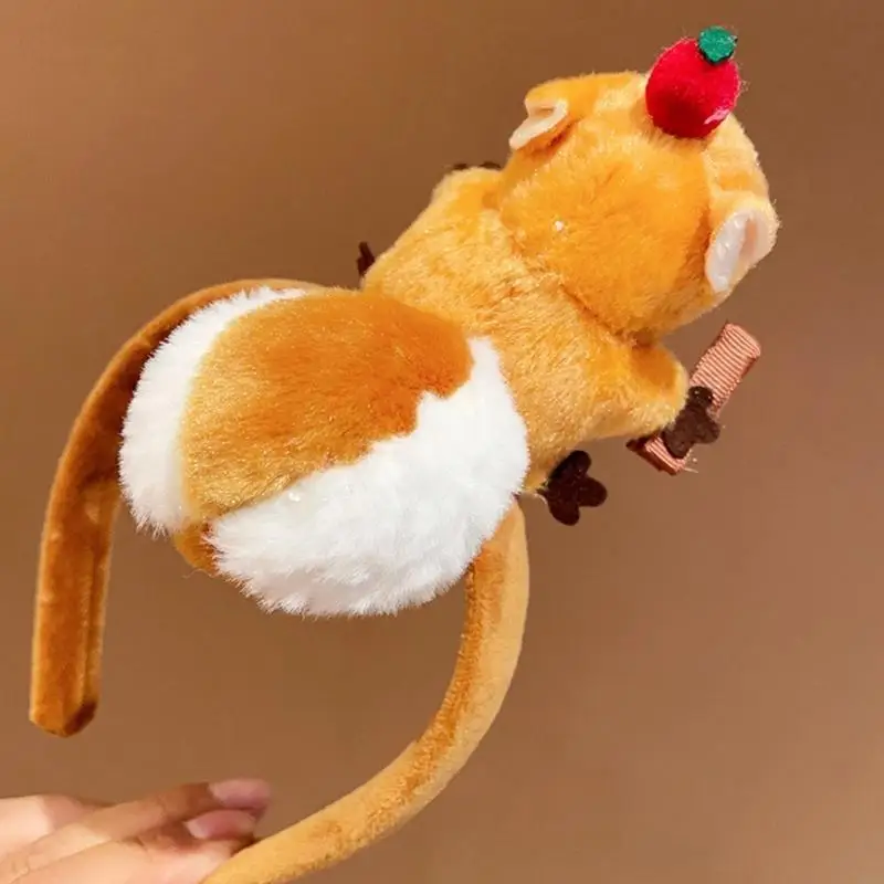 M6CD Performances Cartoon Squirrel Headbands Carnivals Party Plush Headpiece Movie Enthusiasts Cosplay Animes Tools
