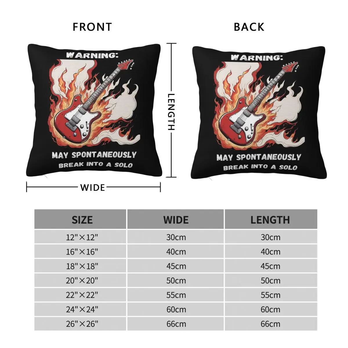 Guitar Break Into A Solo Square Pillowcase Polyester Linen Velvet Printed Zip Decorative Throw Pillow Case Car Cushion Case
