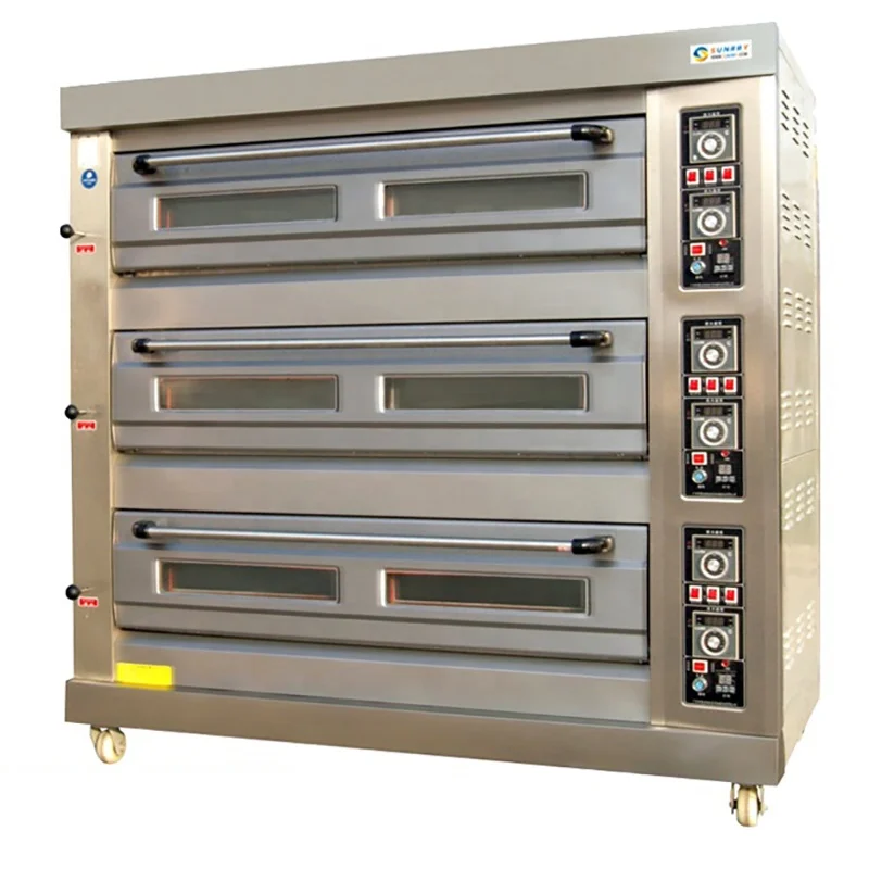 Professional Manufacturer 3 Decks 9 Trays LPG or LNG Gas Pizza Oven for Baking