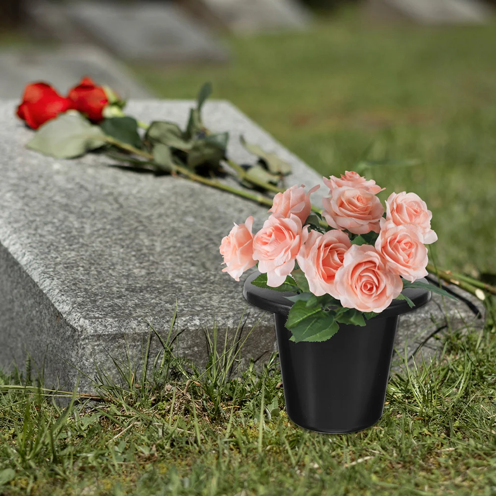 

4 Pcs Flower Arrangement Base Vases for Graves Graveyard Container Pot Ornament Memorial Lotus