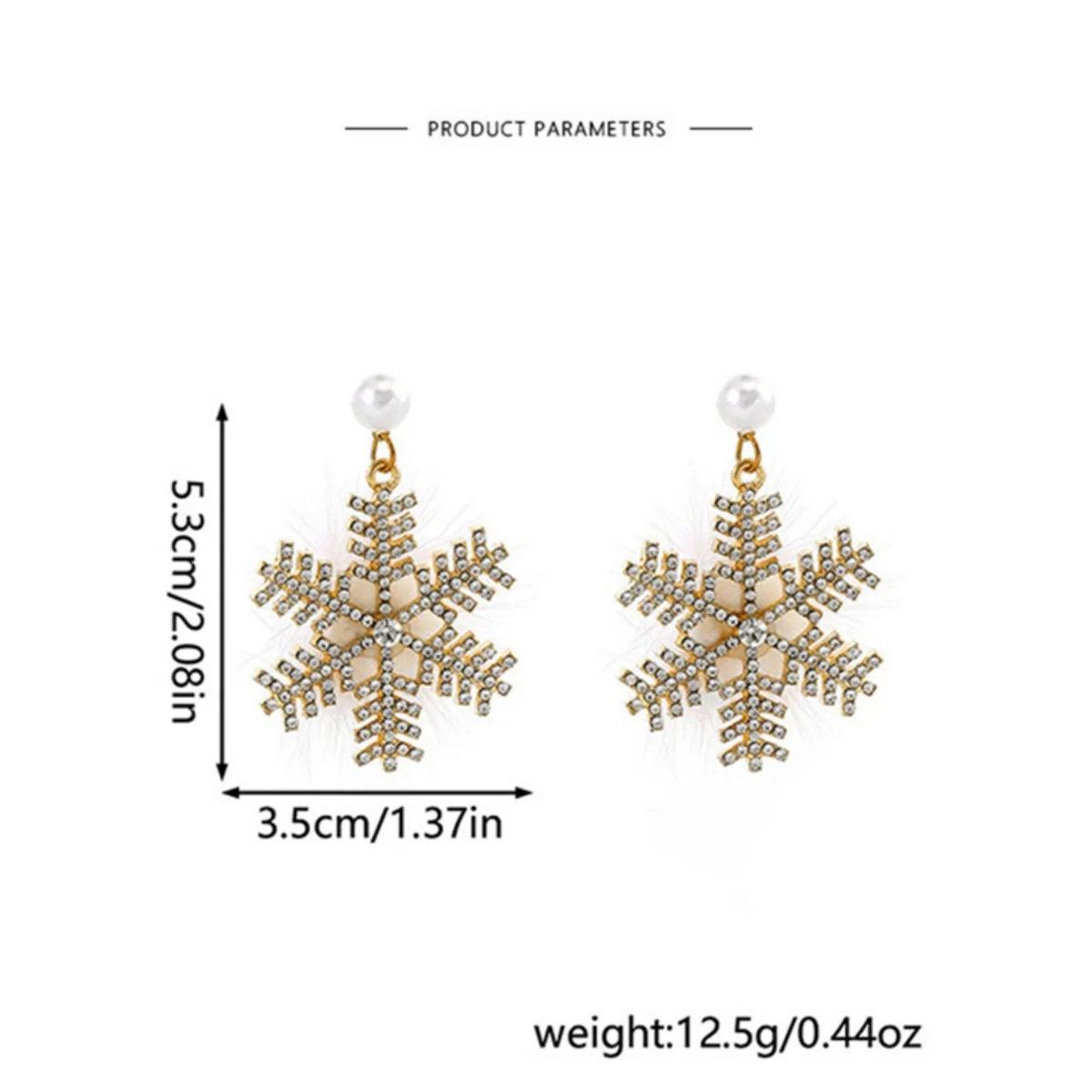 Christmas Full Rhinestone Plush Ball Snowflake Drop Earrings Glitter Imitation Pearl Snow Flower Holiday Jewelry For Women Men