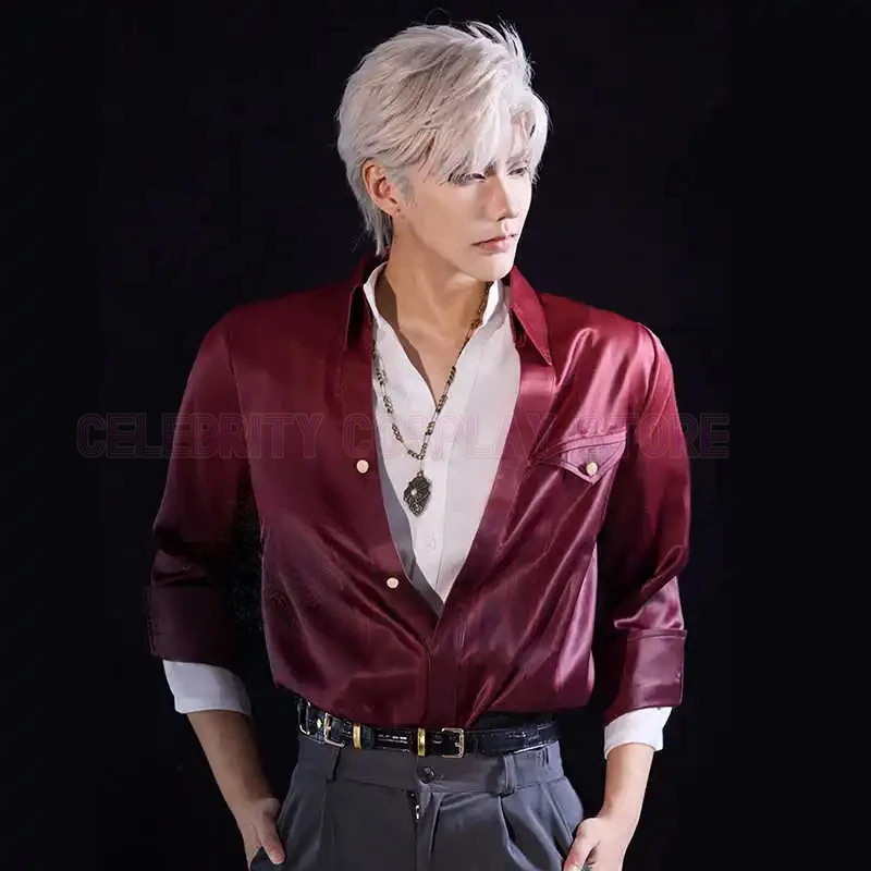 New Game Love and Deepspace Sylus Cosplay Costume Men Women Red Shirt Pants Suit Uniform Carnival Halloween Party Clothes Outfit