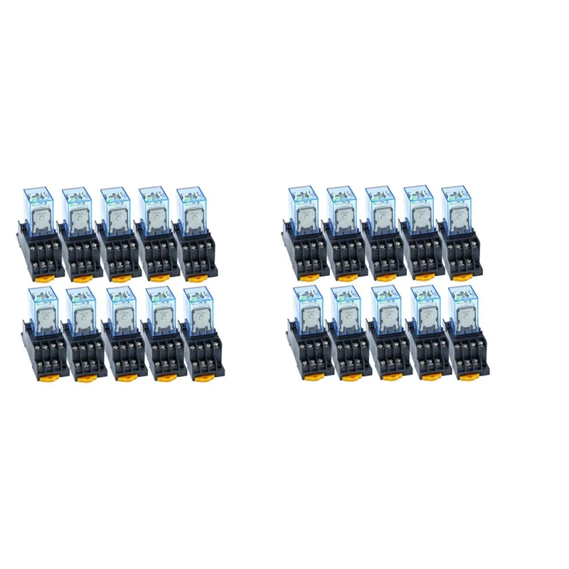 

75STO-20Pc MY4NJ 14PIN 4DPDT Electronic Mini Electromagnetic Relay 5A Coil With PYF14A Socket Base AC 220V