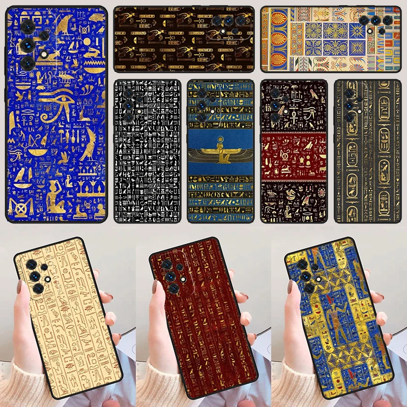 Colorful Ancient Egyptian hieroglyphic For Samsung A52 A72 A73 A20e A21S A50 A70 A12 A42 A31 A40 A51 A71 A32 A80 Phone Case