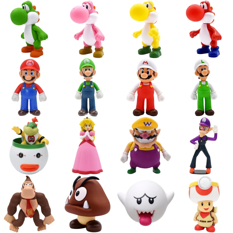 Figuras de Mario Bros de la princesa Peach Bowser Jr Luigi, juguetes modelo Kawaii, Donkey Kong Waluigi Toad, muñecas creativas coleccionables