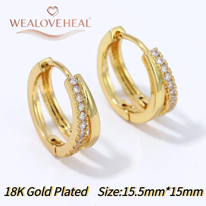 ohrringe, ohrringe damen, Klassische Prinzessinnen-Schliff CZ Huggie Creolen für Damen, 18K vergoldetes Messing, hohl, schlicht, elegant, vielseitiger Schmuck – Detail 30