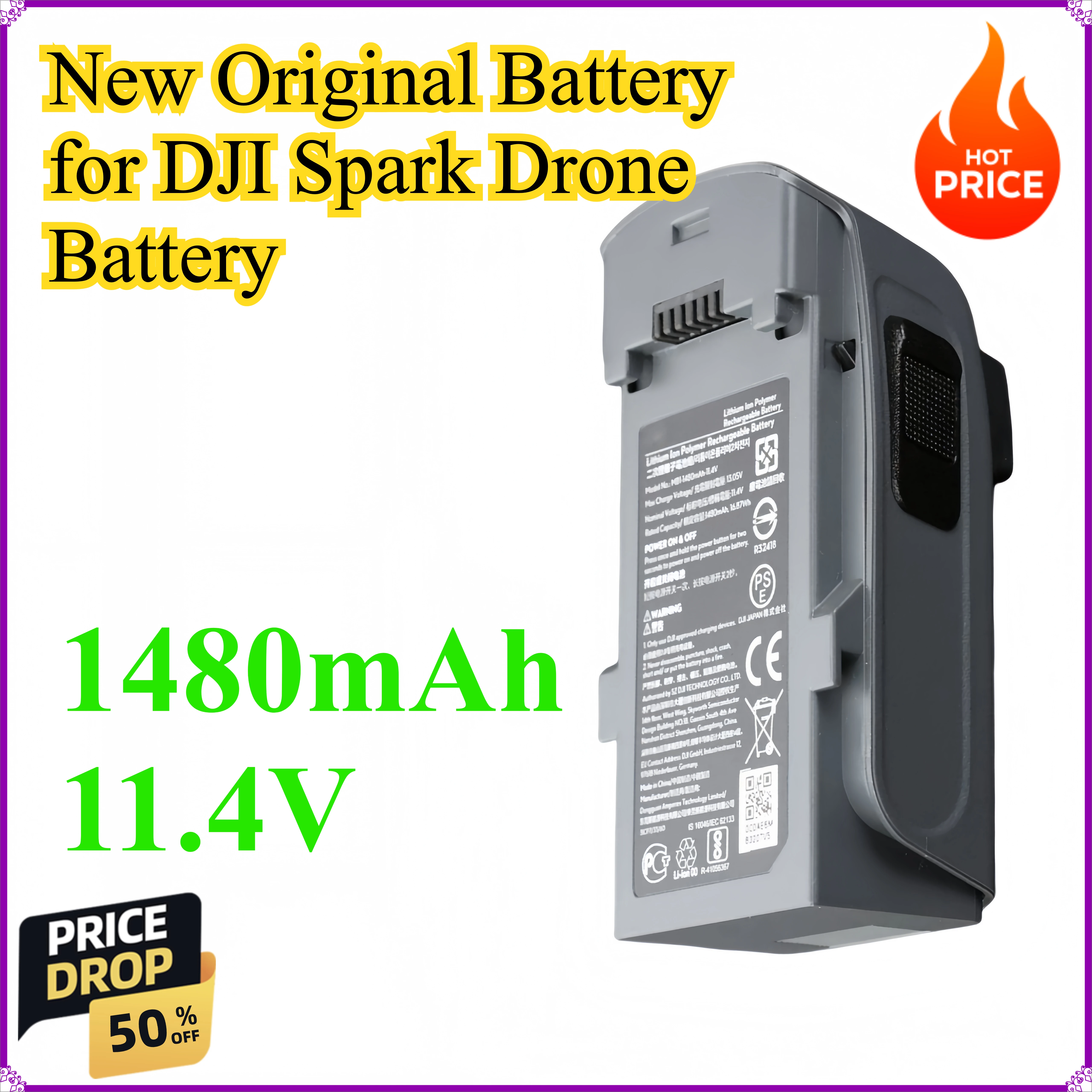 

Battery for DJI Spark Drone Battery 1480mAh 11.4V UAV Battery