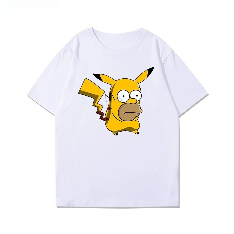 

Miniso Summer New Pokémon Peripheral Joint Simpson Print Women's Fashion Short-sleeve T-shirt Men Cotton Plus Size Loose Casual