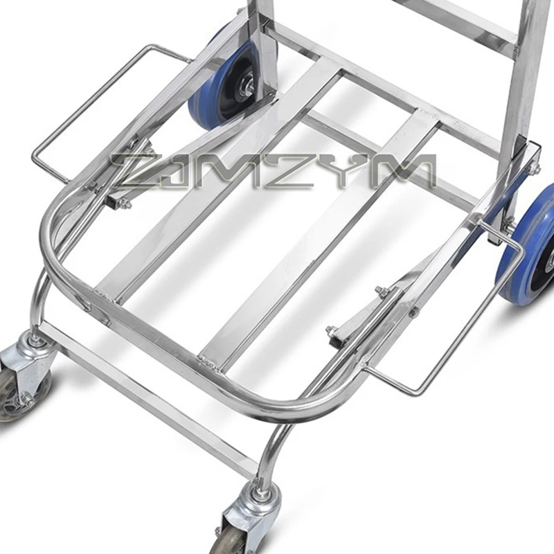 Large Stainless Steel Folding Portable Luggage Cart, Shopping Cart, Hand Pulled Cart Trailer, Load Capacity 150KG