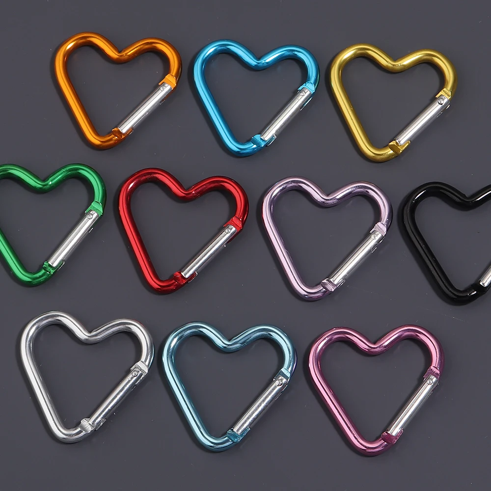 5pcs/lot Mutil Color Zinc Alloy Heart Spring Clasps Carabiner Clips For Jewelry Making DIY Bag Charms Keychain Accessories ﻿ - view 6